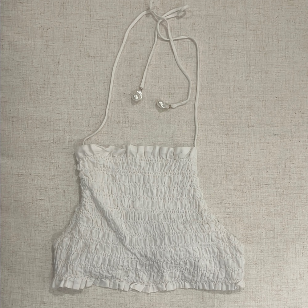 White Smocked Halter Top